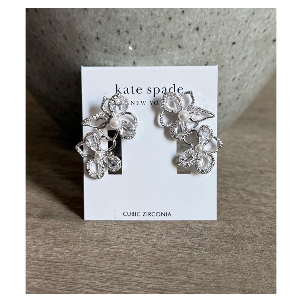Kate Spade Silver Flower Drop Earrings